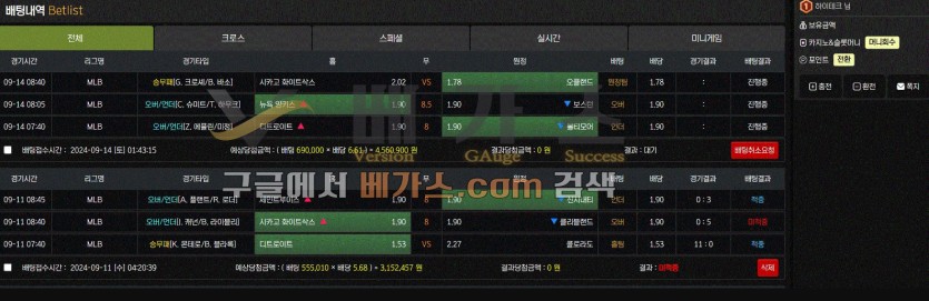 맘마 먹튀사건 피해자의 스포츠토토 베팅 내역 3 [먹튀검증 증거자료 3]