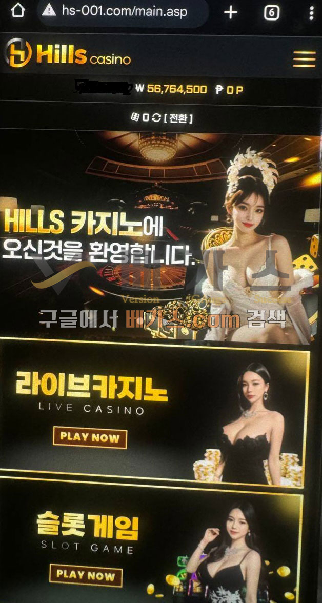 힐스 카지노 먹튀사건 피해자의 보유머니 5676만 원 [먹튀검증 증거자료 1]