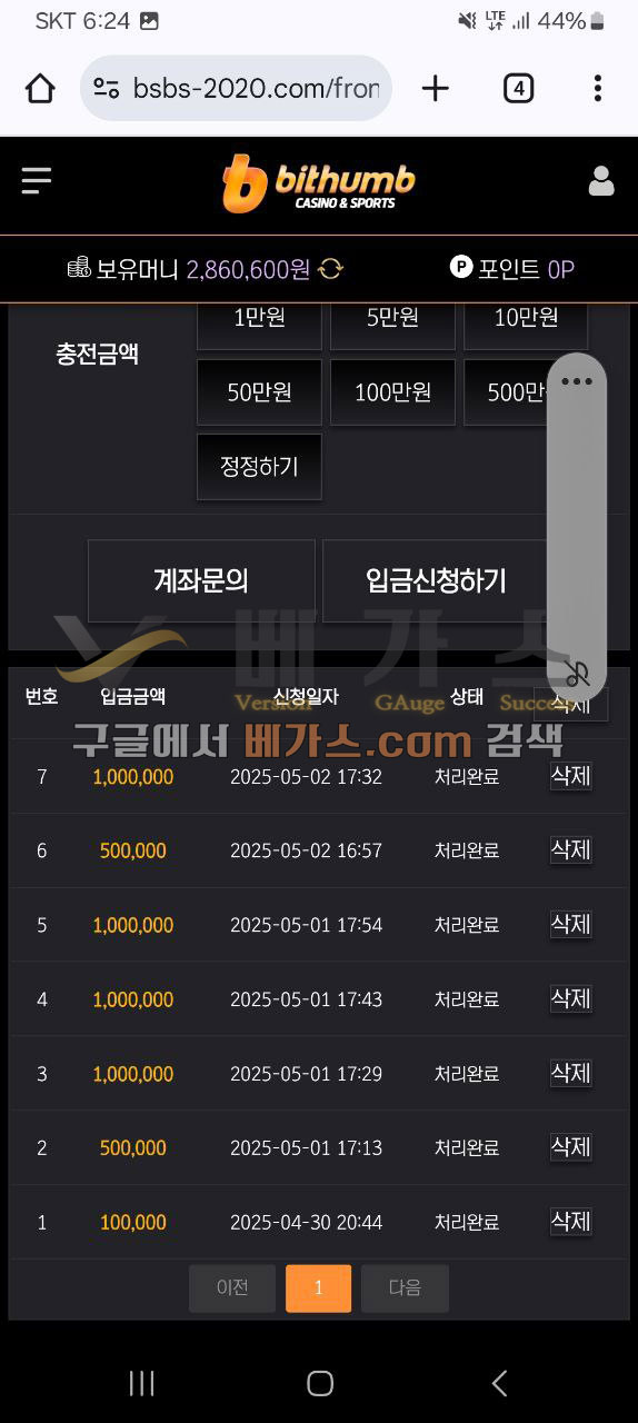 빗썸 먹튀사건 피해자의 충전 내역