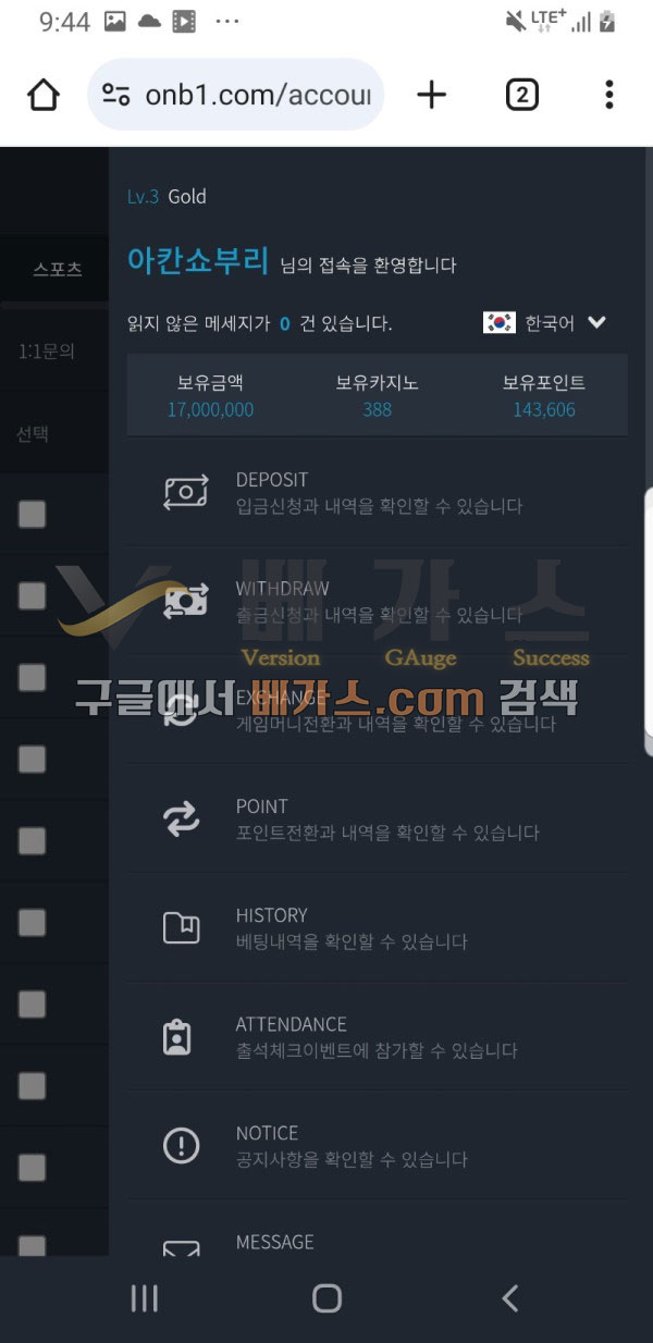오늘벳 먹튀사건 피해자의 1700만 원 보유 머니